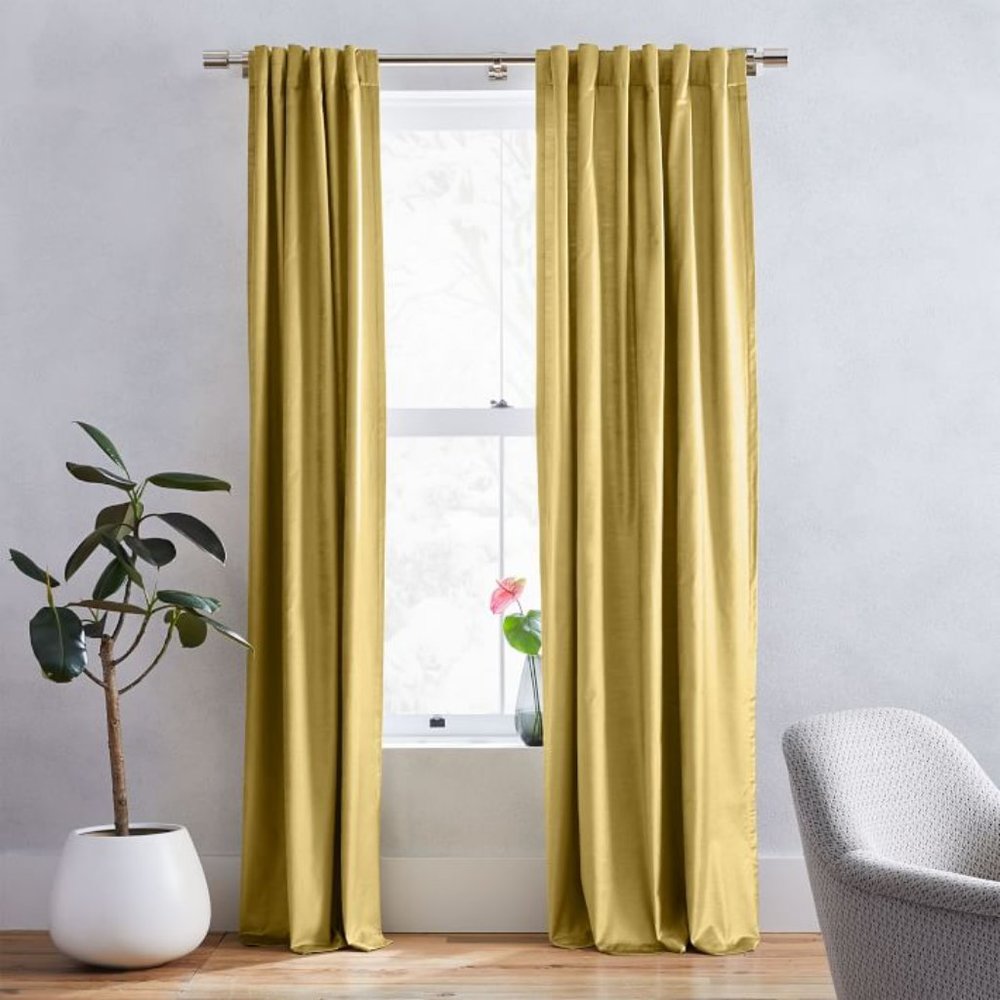Luster Velvet Curtain, Wasabi 48"x84", Set of 2